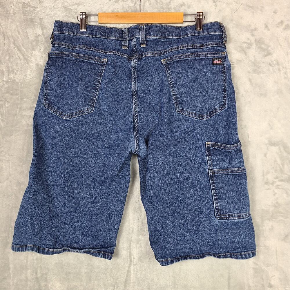 Dickies Carpenter Jean Shorts Jorts Blue Denim 90s Stretchy Mens Size 36